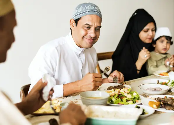 a man eating halal food